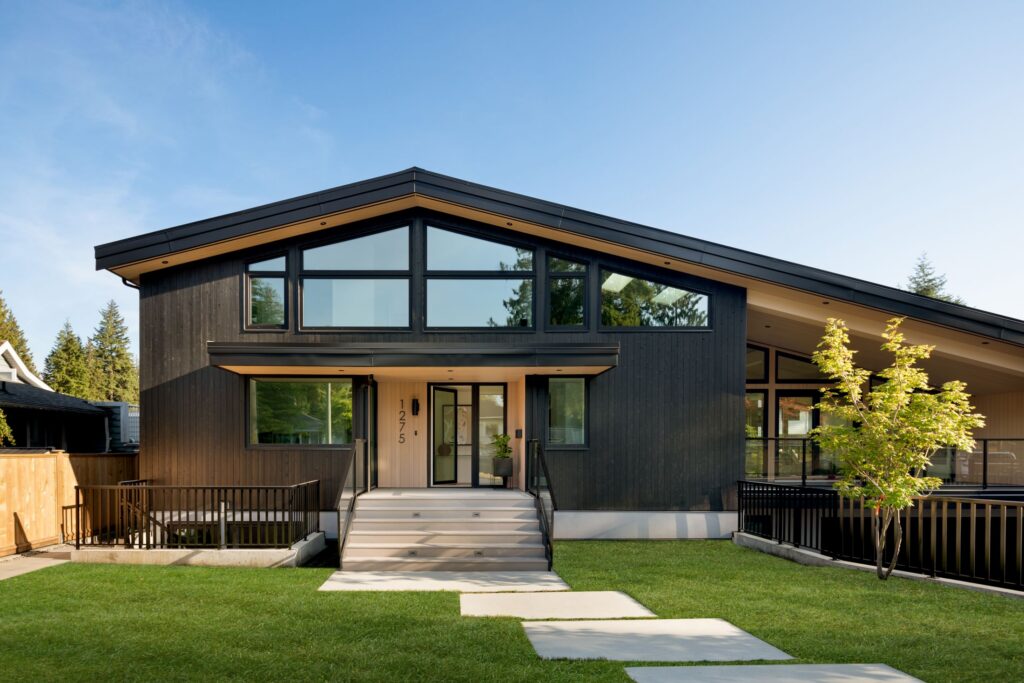 Dark wood cladding on a modern home